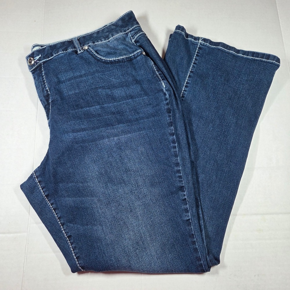 Est. 1946 Denim Womens 20W Dark Wash Embroidered Bootcut Jeans Blue Stretch